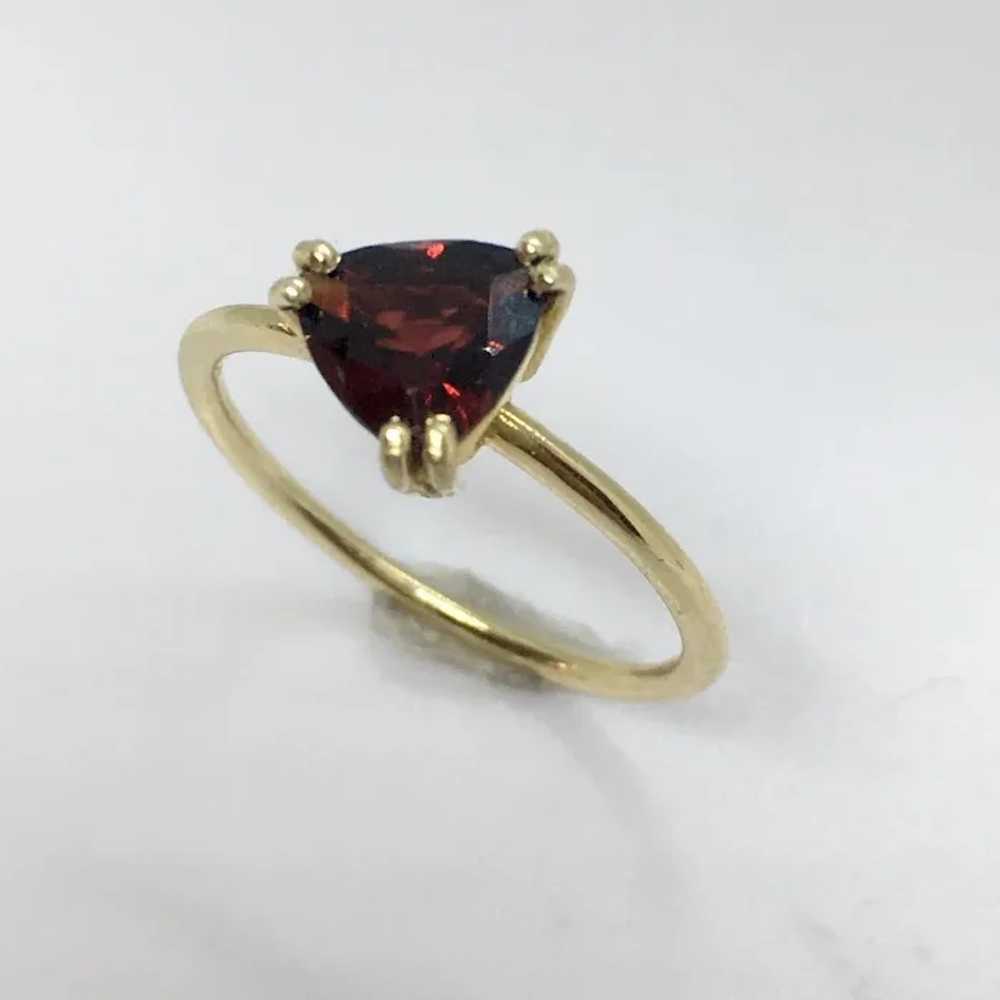 Ladies 14k Gold 7 mm Trillion Natural Garnet Soli… - image 2