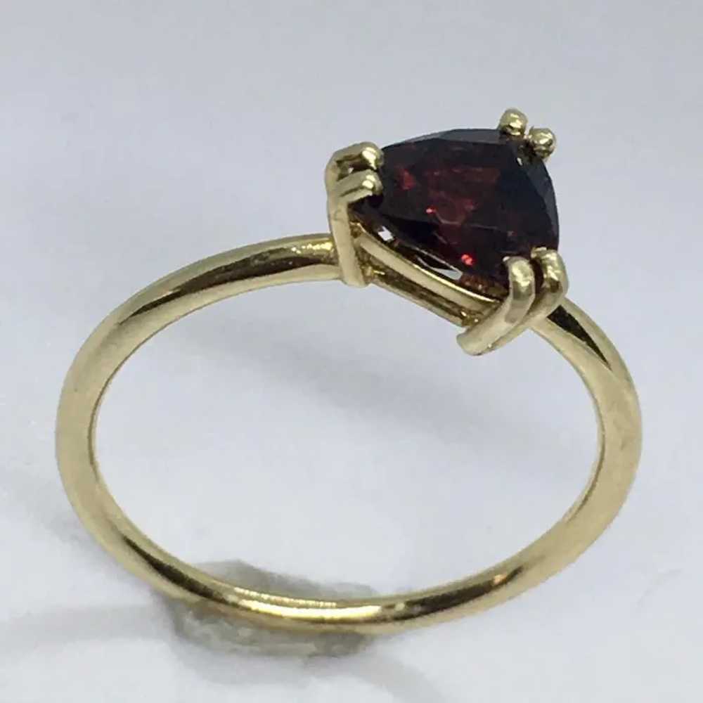 Ladies 14k Gold 7 mm Trillion Natural Garnet Soli… - image 3