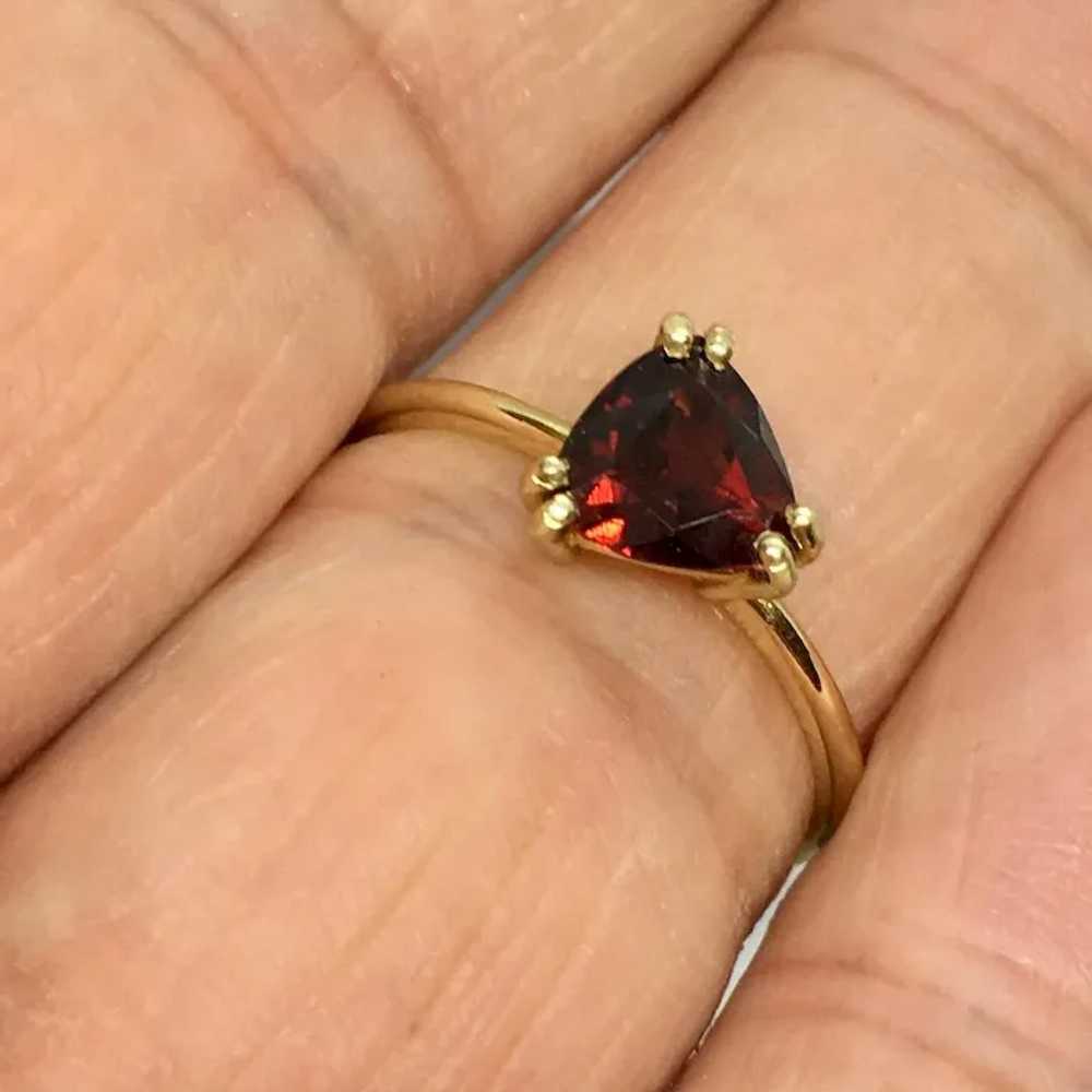 Ladies 14k Gold 7 mm Trillion Natural Garnet Soli… - image 5