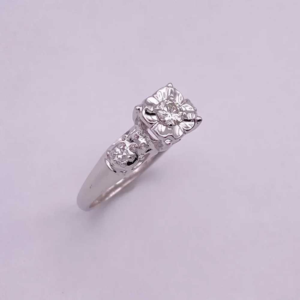 Vintage Diamond Engagement Ring 14K White Gold Il… - image 5