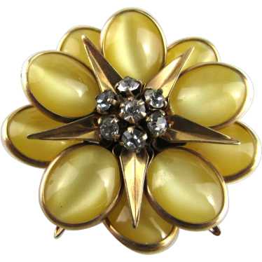 Gold Filled Pin or Pendant in Floral Motif Yellow… - image 1