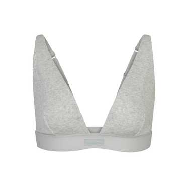 Skims Gray Cotton Ribbed Plunge Bralette Triangle 