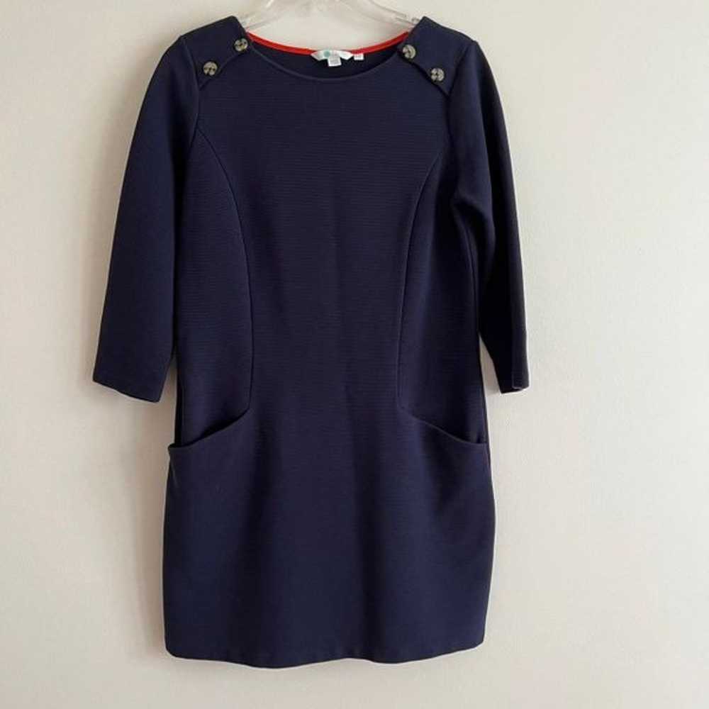 Boden ribbed 3/4 sleeve navy blue dress - image 1