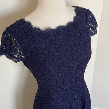 Adrianna Papell Navy Lace Fit and Flare Mini Dres… - image 1
