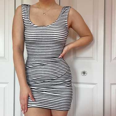 Shoshanna swimwear black and white stripe dress