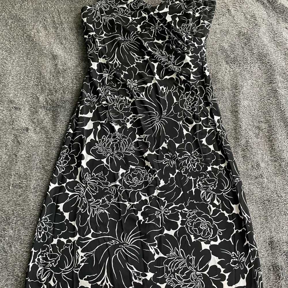 Ralph Lauren B&W Floral Printed Faux Wrap Semi-Fo… - image 3