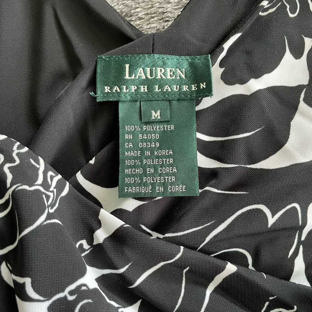 Ralph Lauren B&W Floral Printed Faux Wrap Semi-Fo… - image 4