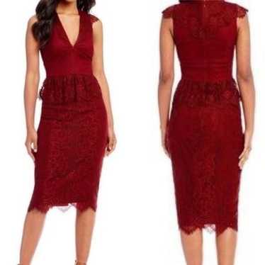 Gianni Bini Burgundy  red lace peplum dress