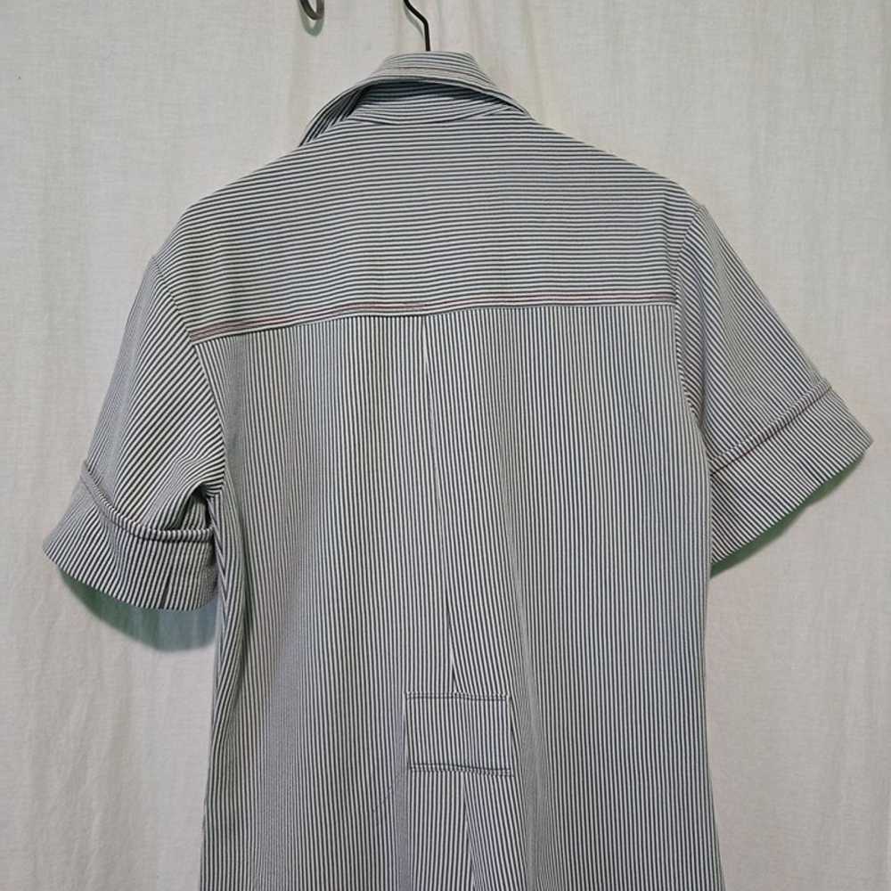 Handmade coverall jumpsuit grey stripe with red s… - image 4