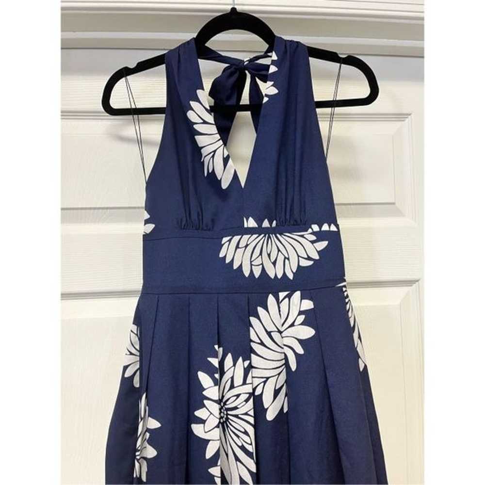 Adrianna Papell Navy Floral Print Halter Tie Dres… - image 3