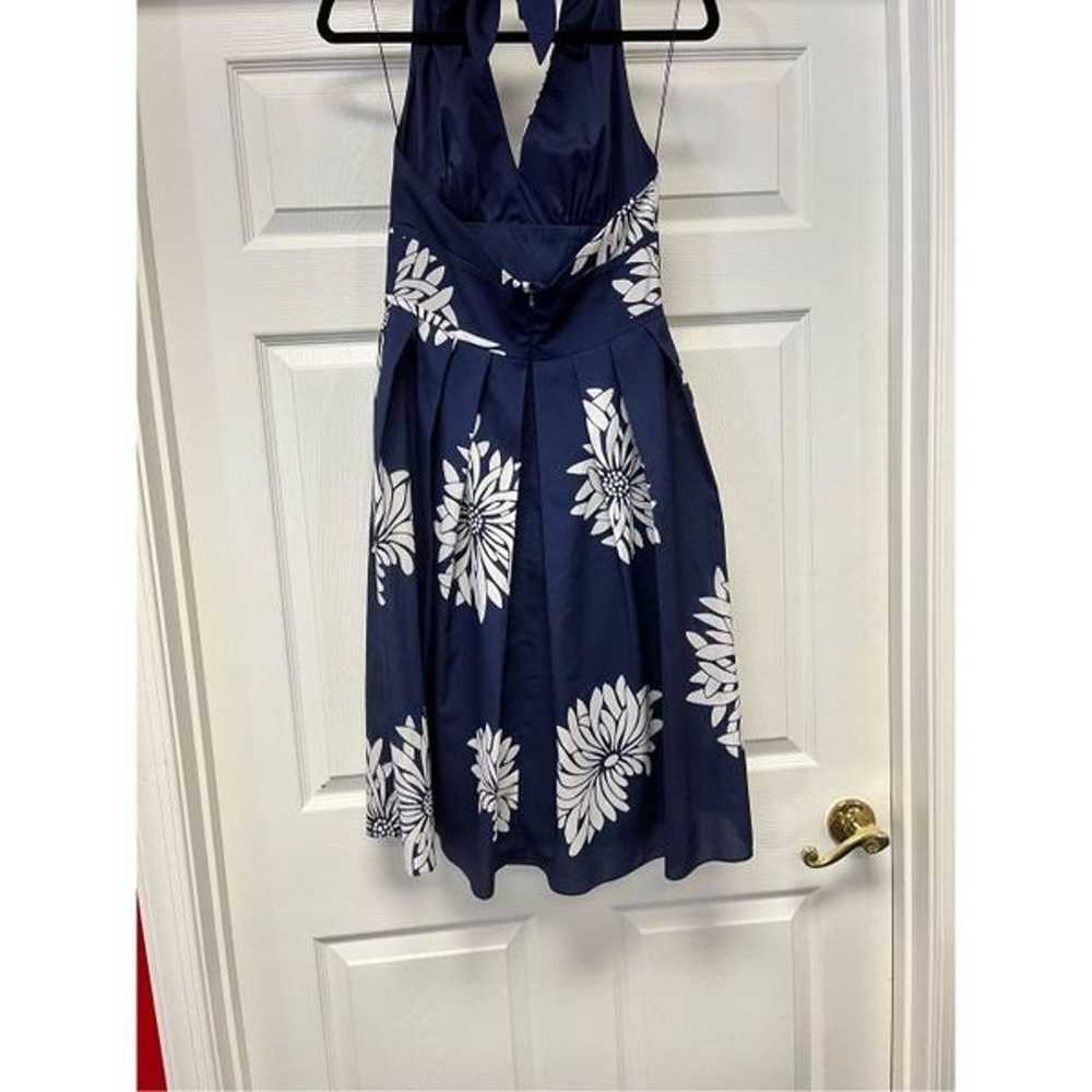 Adrianna Papell Navy Floral Print Halter Tie Dres… - image 6