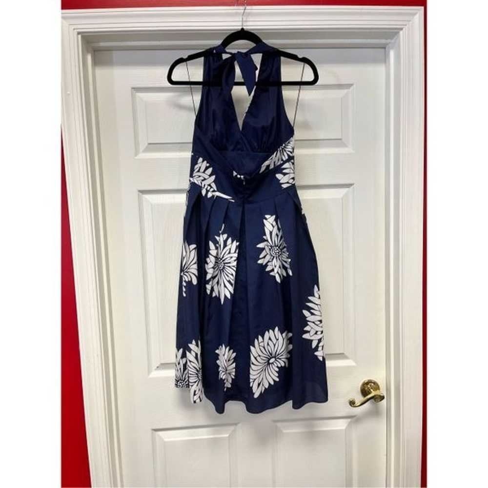 Adrianna Papell Navy Floral Print Halter Tie Dres… - image 7