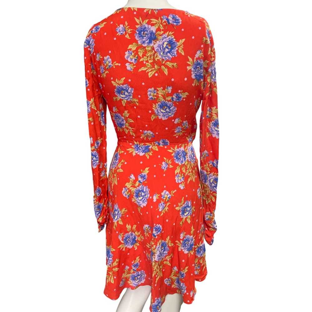 Other Zara Women's Red Floral Long Sleeve Wrap Dr… - image 2