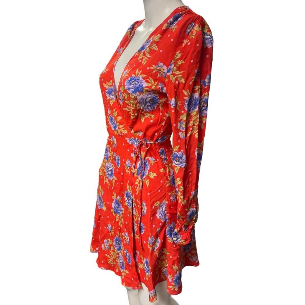 Other Zara Women's Red Floral Long Sleeve Wrap Dr… - image 3