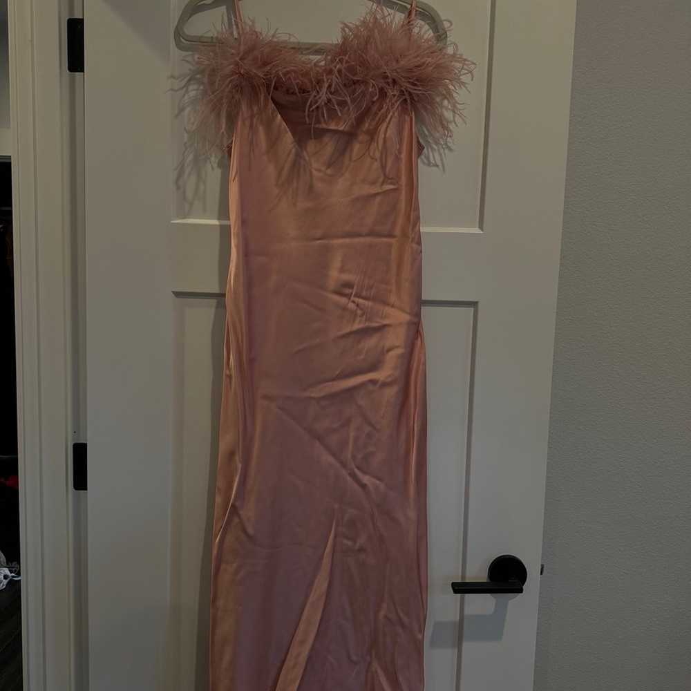 Boheme Slip Dress with Feathers in Dust Pink - image 3