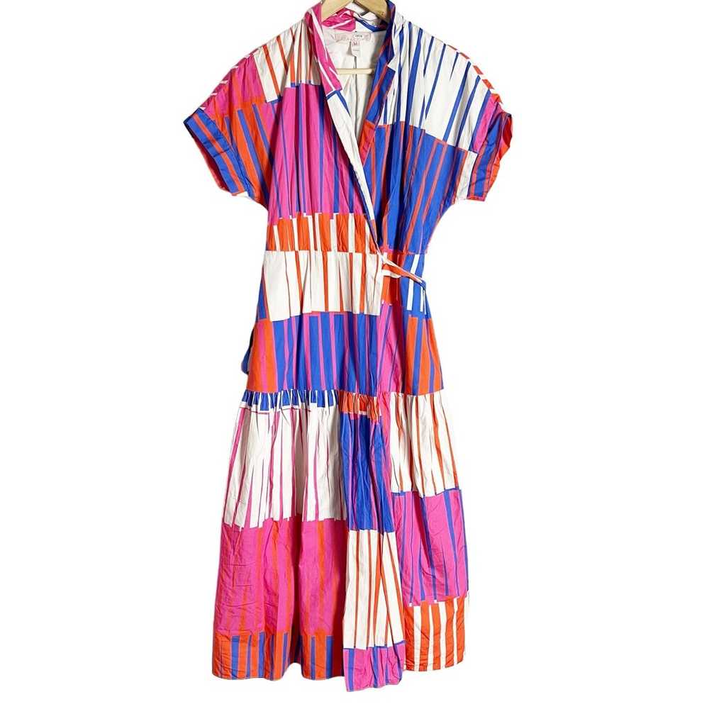 Hutch Rosen Stripe Print Poplin Midi Wrap Shirt D… - image 3