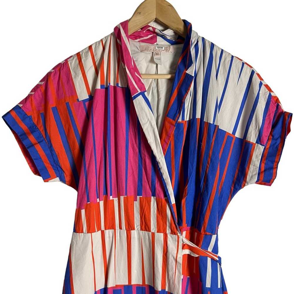 Hutch Rosen Stripe Print Poplin Midi Wrap Shirt D… - image 5