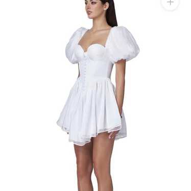 white puff sleeve dress - image 1