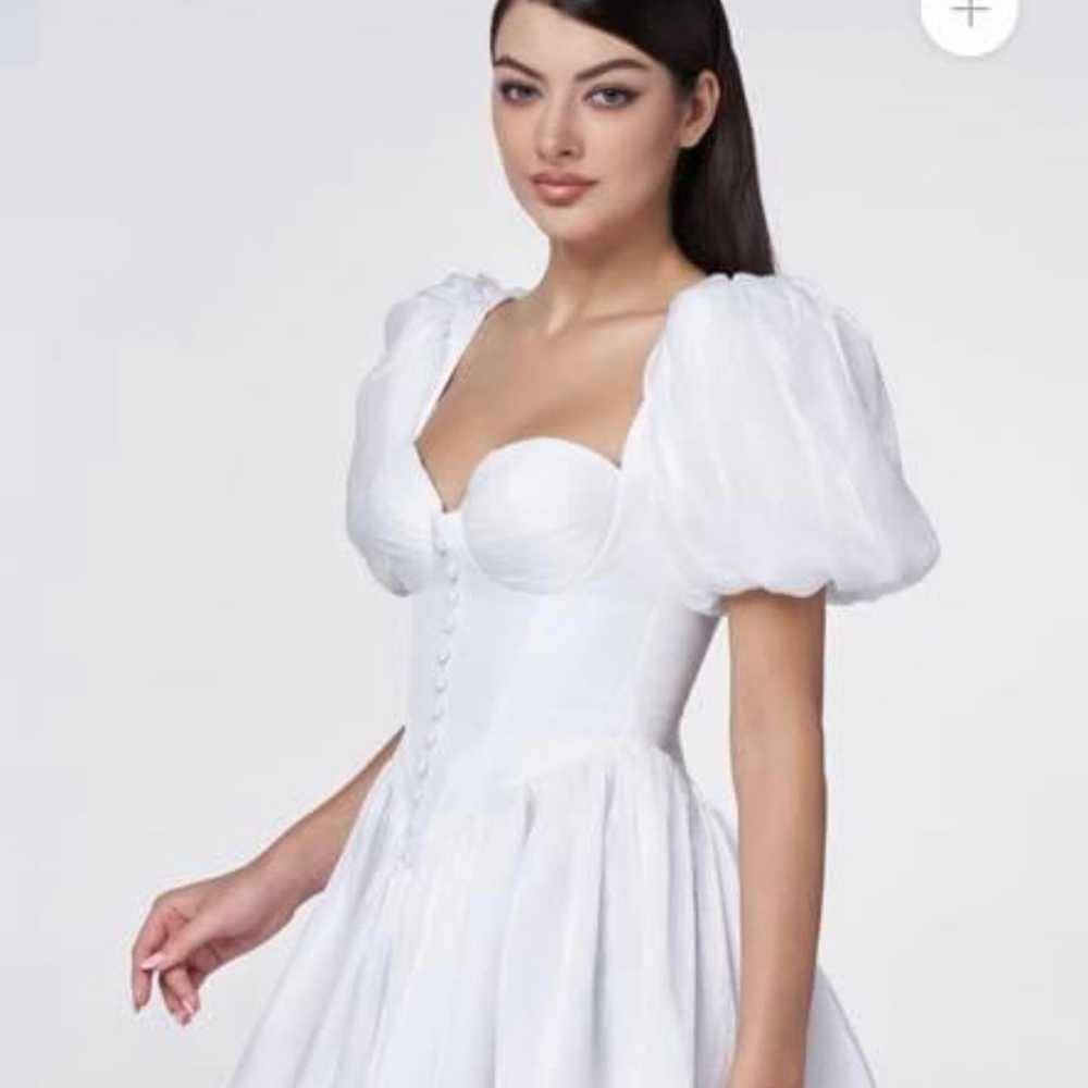 white puff sleeve dress - image 2