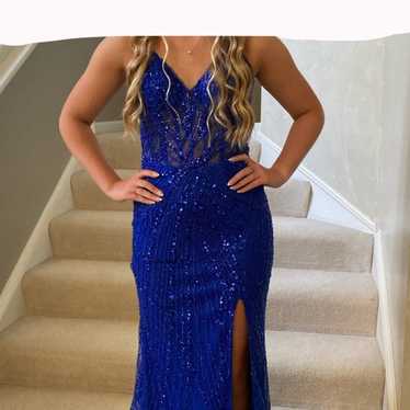 PromBay Royal Blue Sequence Prom Dress