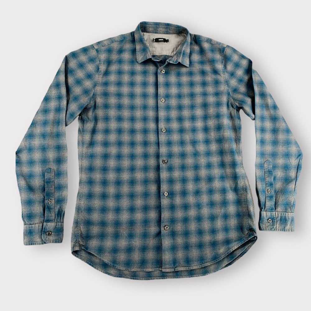 Vince Vince Shadow Plaid Cotton Shirt Teal Blue &… - image 11