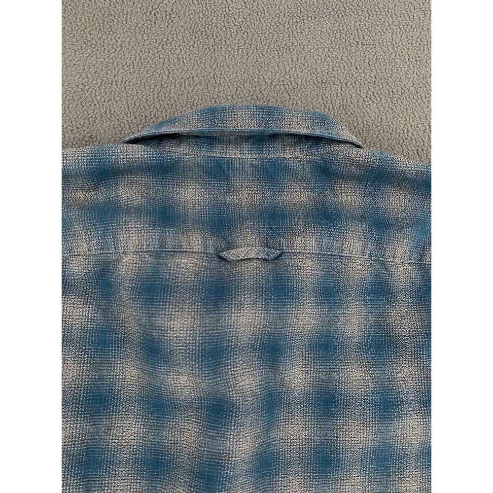 Vince Vince Shadow Plaid Cotton Shirt Teal Blue &… - image 5