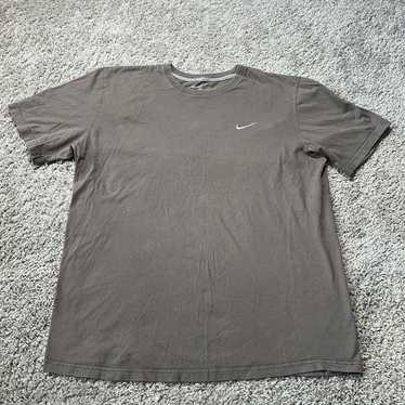 Nike Taupe Brown Simple Swoosh Check T Shirt Embro