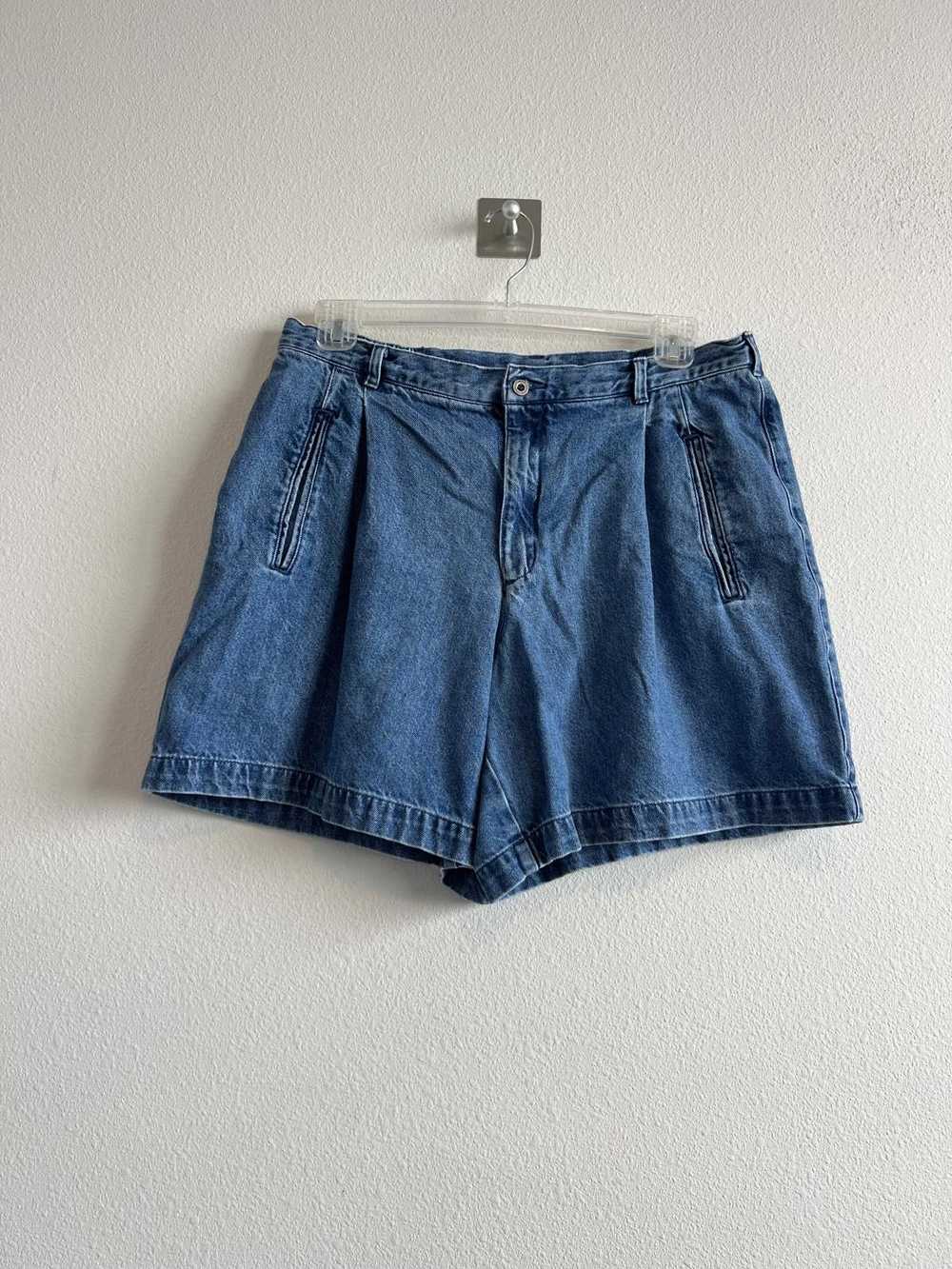 Designer Vintage Liz Wear Pleated Jean Denim Shor… - image 1