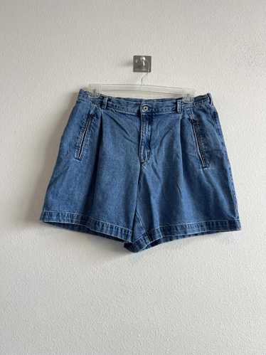 Designer Vintage Liz Wear Pleated Jean Denim Shor… - image 1