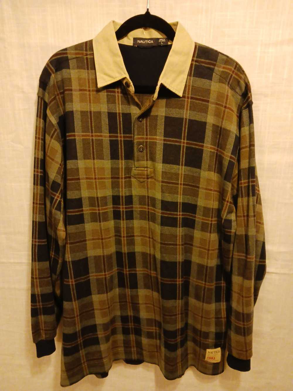 Nautica × Vintage 100% Cotton Plaid Pullover Shirt - image 1