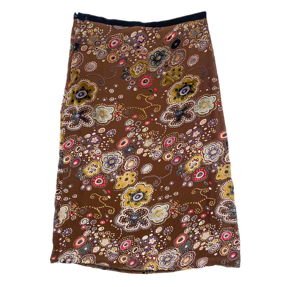 Velvet Silk Floral Maxi Skirt (XL) - image 1