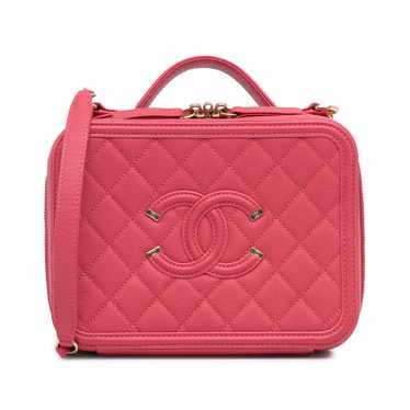 Pink Chanel Medium Caviar CC Filigree Vanity Case 