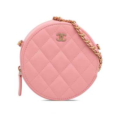 Pink Chanel CC Quilted Lambskin Round Crossbody