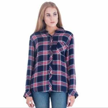 Rails Hunter Checked Navy & Red Button Down Shirt - image 1