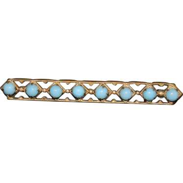 Geometric Bar Pin / Brooch with Light Blue Glass C