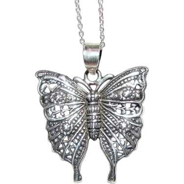 Exquisite 1 1/2" Sterling Filigree Butterfly Penda