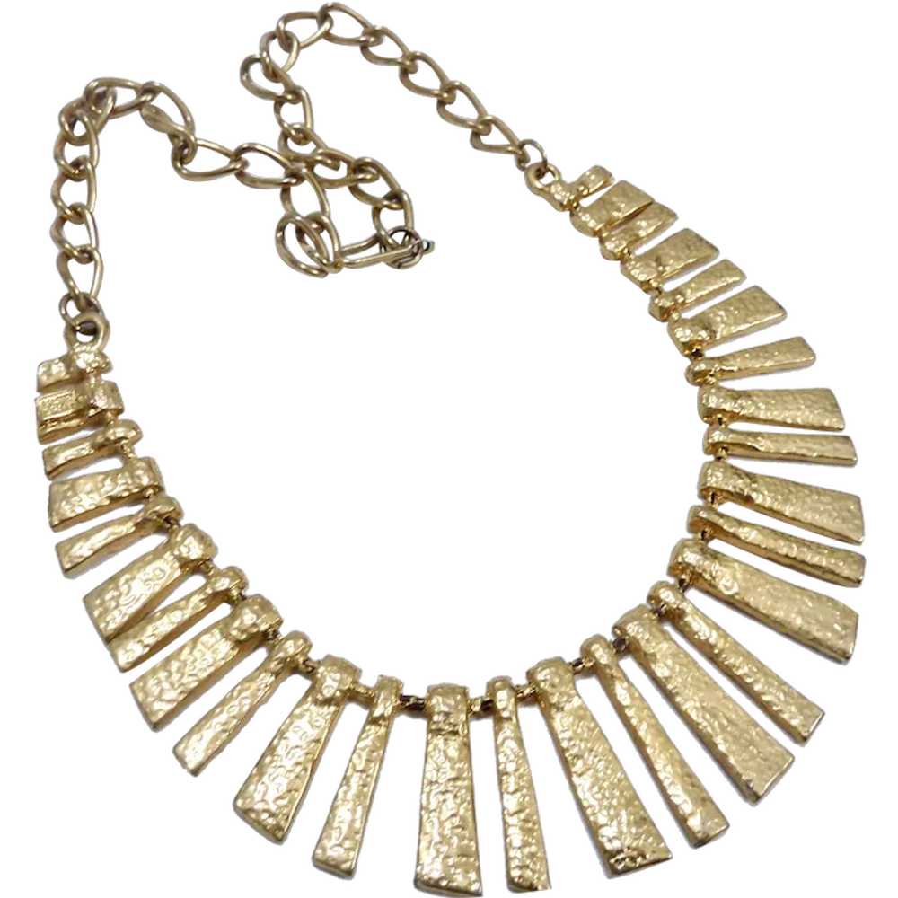 Reversible Graduated Fringe Necklace Gold Tone Si… - image 1