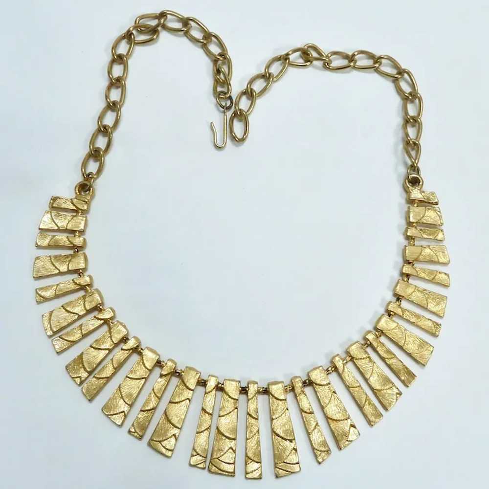 Reversible Graduated Fringe Necklace Gold Tone Si… - image 2