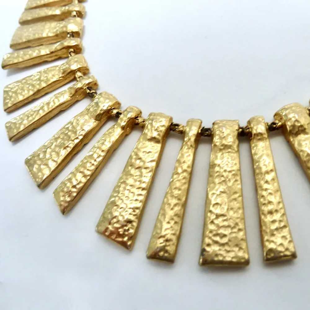 Reversible Graduated Fringe Necklace Gold Tone Si… - image 3