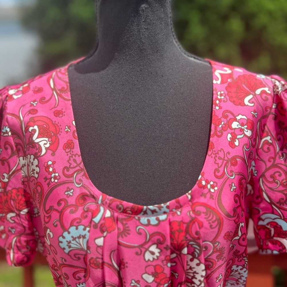 LILLY PULITZER HOTTY PINK FLORAL SILK BLOUSE WITH… - image 4