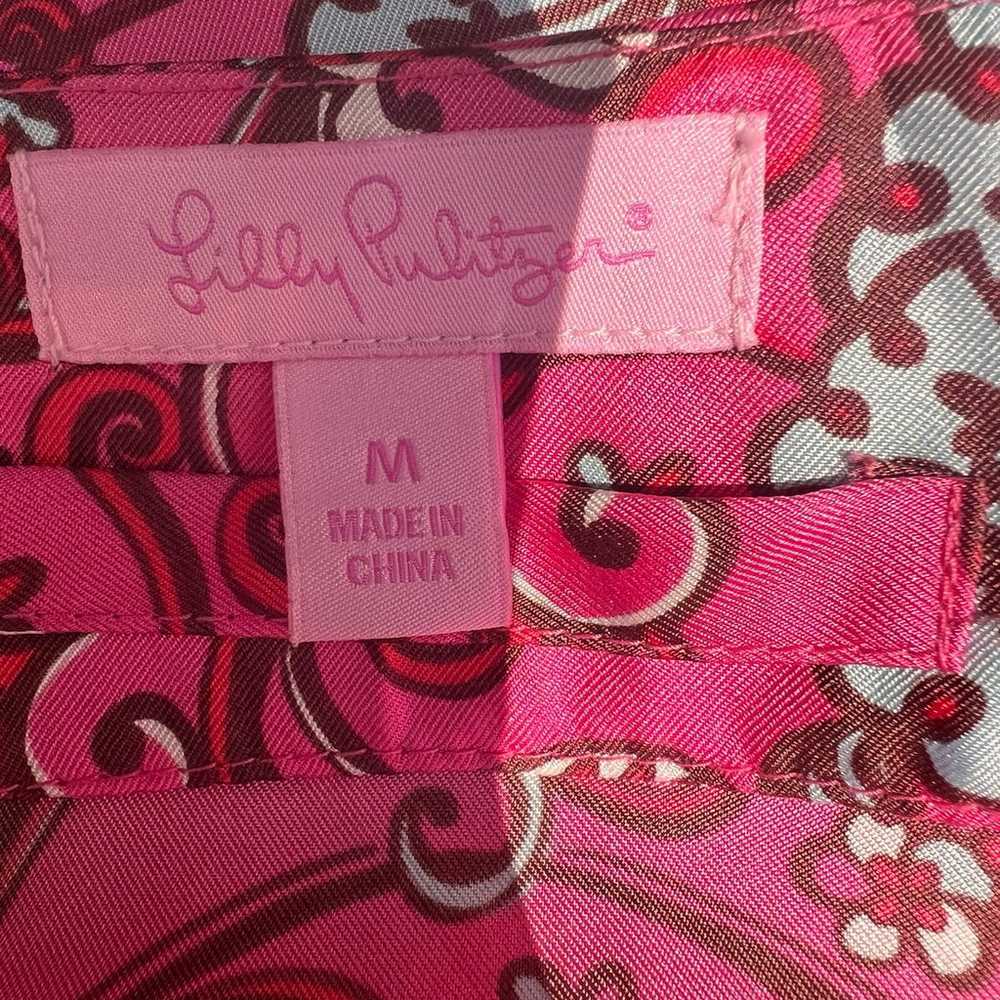LILLY PULITZER HOTTY PINK FLORAL SILK BLOUSE WITH… - image 8