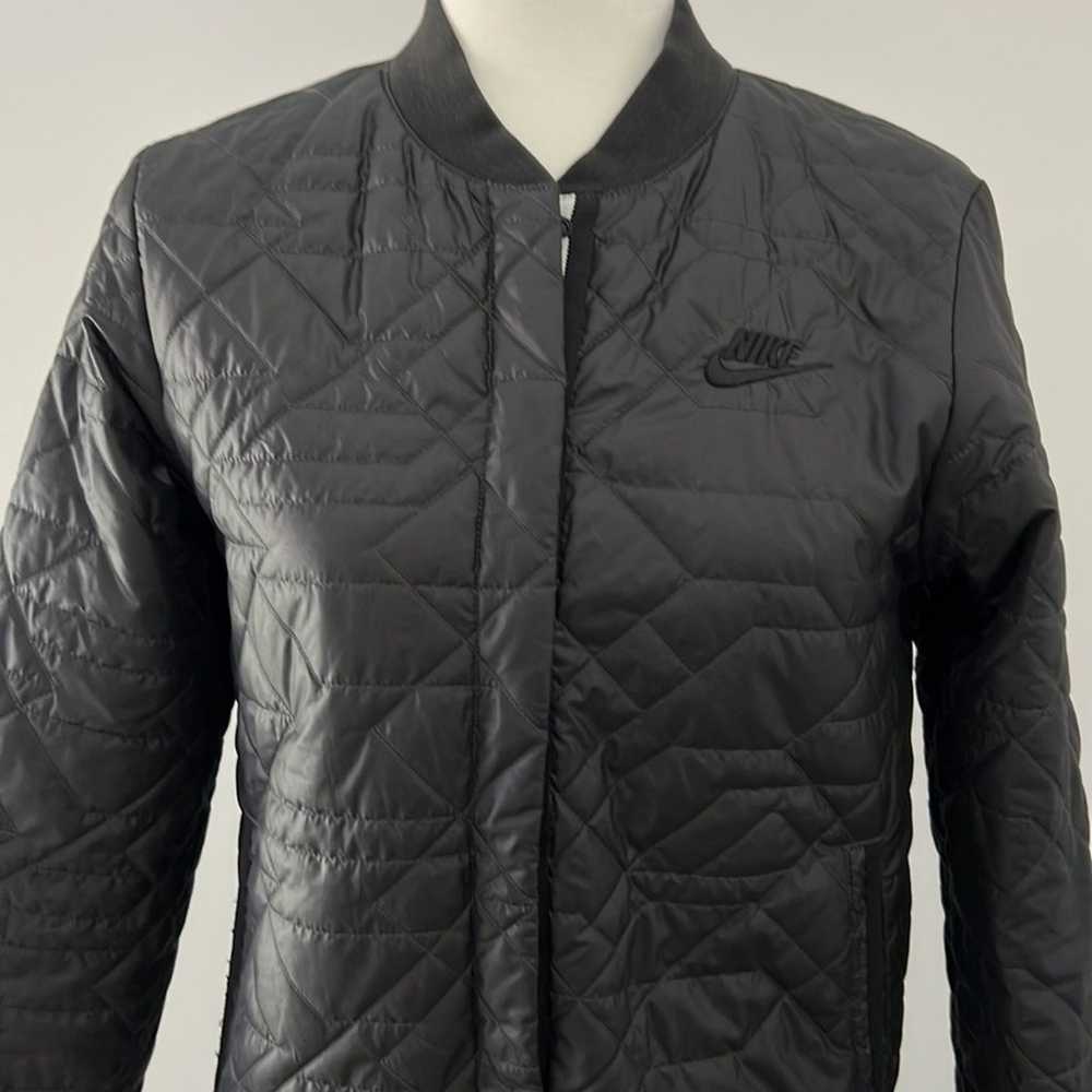 NIKE black quilted primaloft jacket snap front sm… - image 2