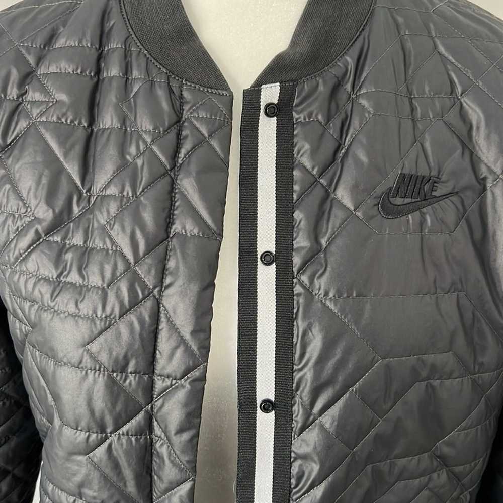NIKE black quilted primaloft jacket snap front sm… - image 6