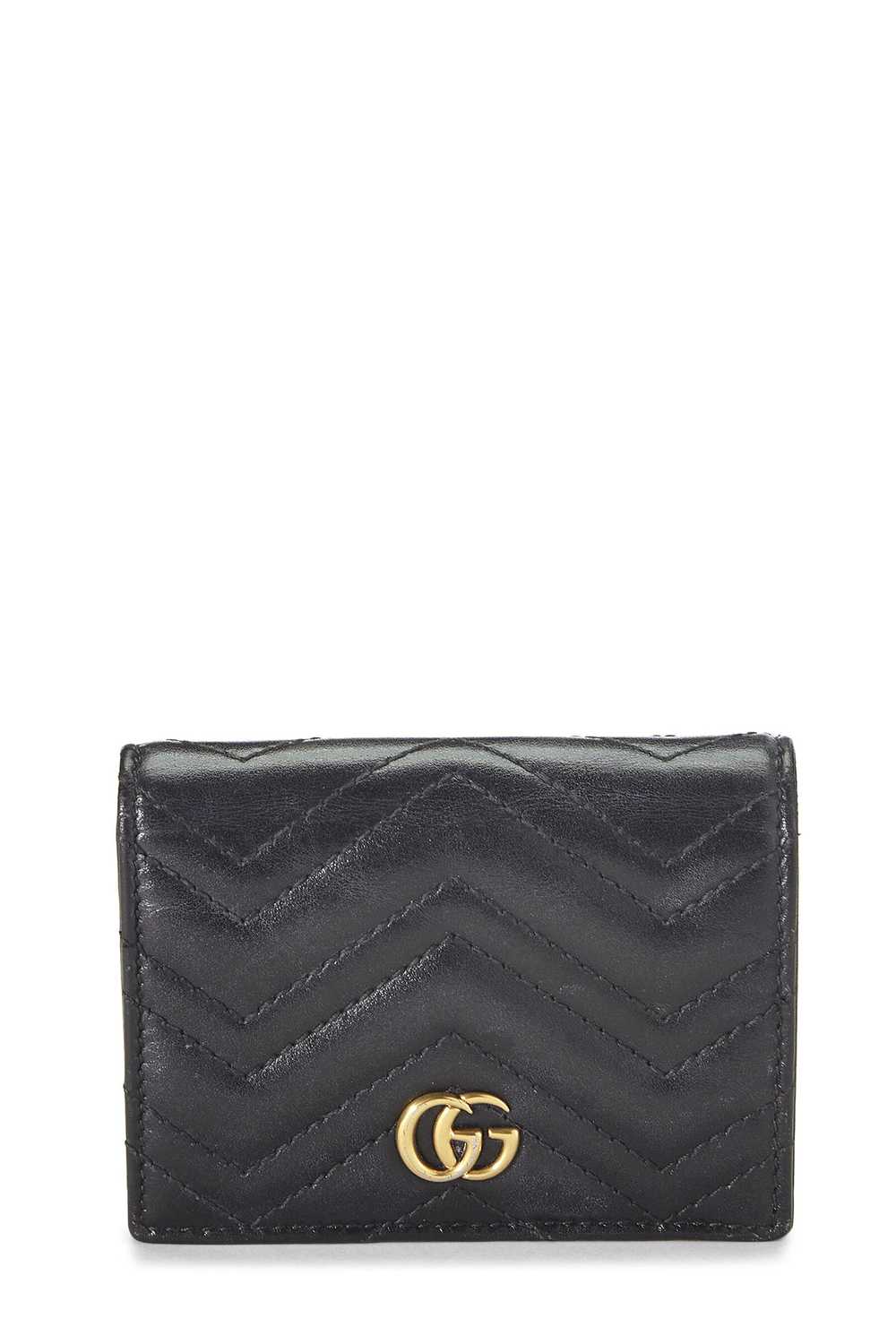 Black Leather GG Marmont Card Case - image 1
