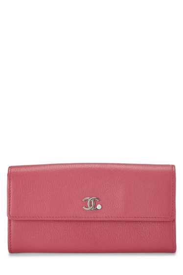 Pink Calfskin Long Wallet