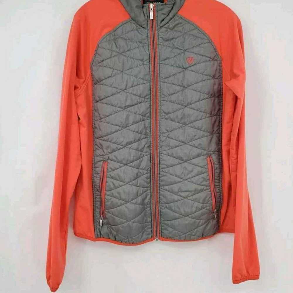 Ariat Cloud 9 Gray Orange Long Sleeve Full Zip Qu… - image 1