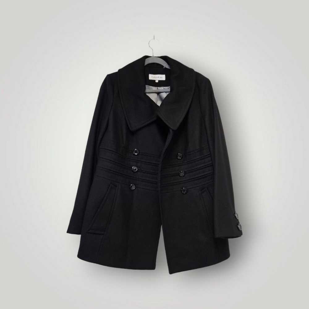 CALVIN Klein Jacket Womens 10 Black Wool Blend Li… - image 3