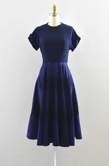 1940s Navy Blue Dress