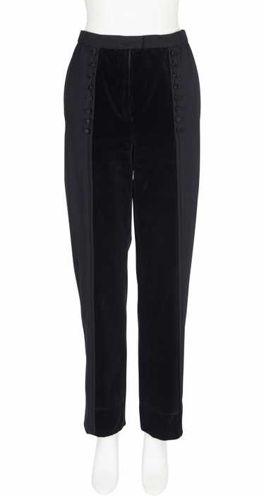 Valentino 1980s Black Velvet & Wool Tuxedo Trouser