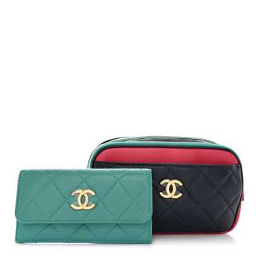 CHANEL Goatskin Quilted Tri-Color In & Out Waist … - image 1